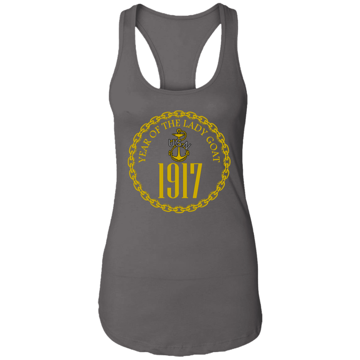 Year of the Lady Goat Gold Ladies Racerback Tank