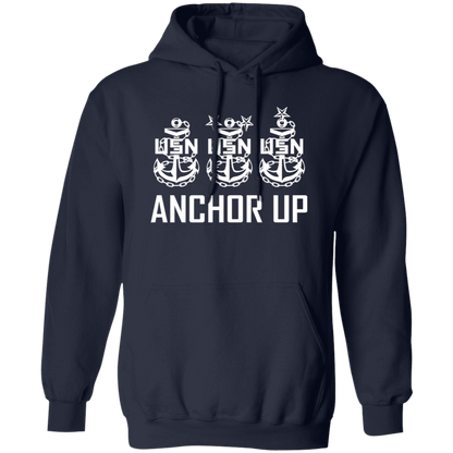 Anchor Up White Design Pullover Hoodie