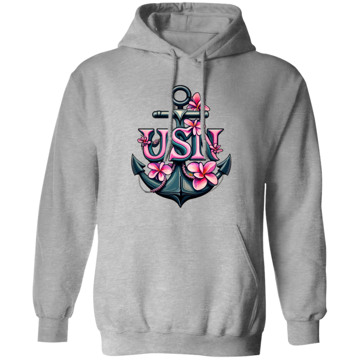 Pink Flower Anchor Pullover Hoodie