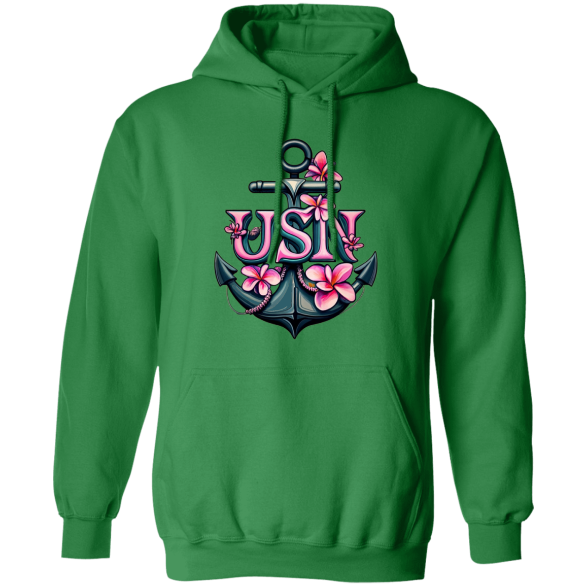 Pink Flower Anchor Pullover Hoodie