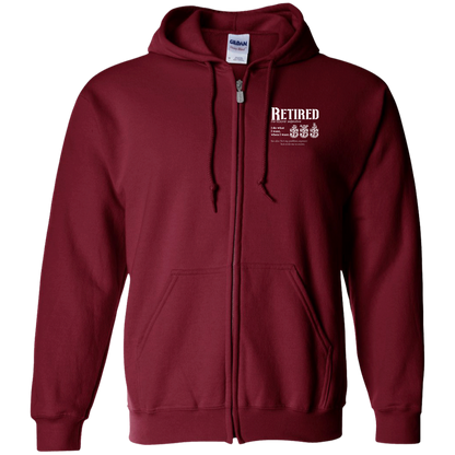 Retired Definition White Zip Up Hooded Sweatshirt