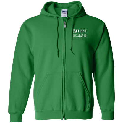 Retired Definition White Zip Up Hooded Sweatshirt