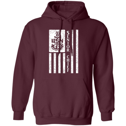 Senior Chief Flag White Pullover Hoodie