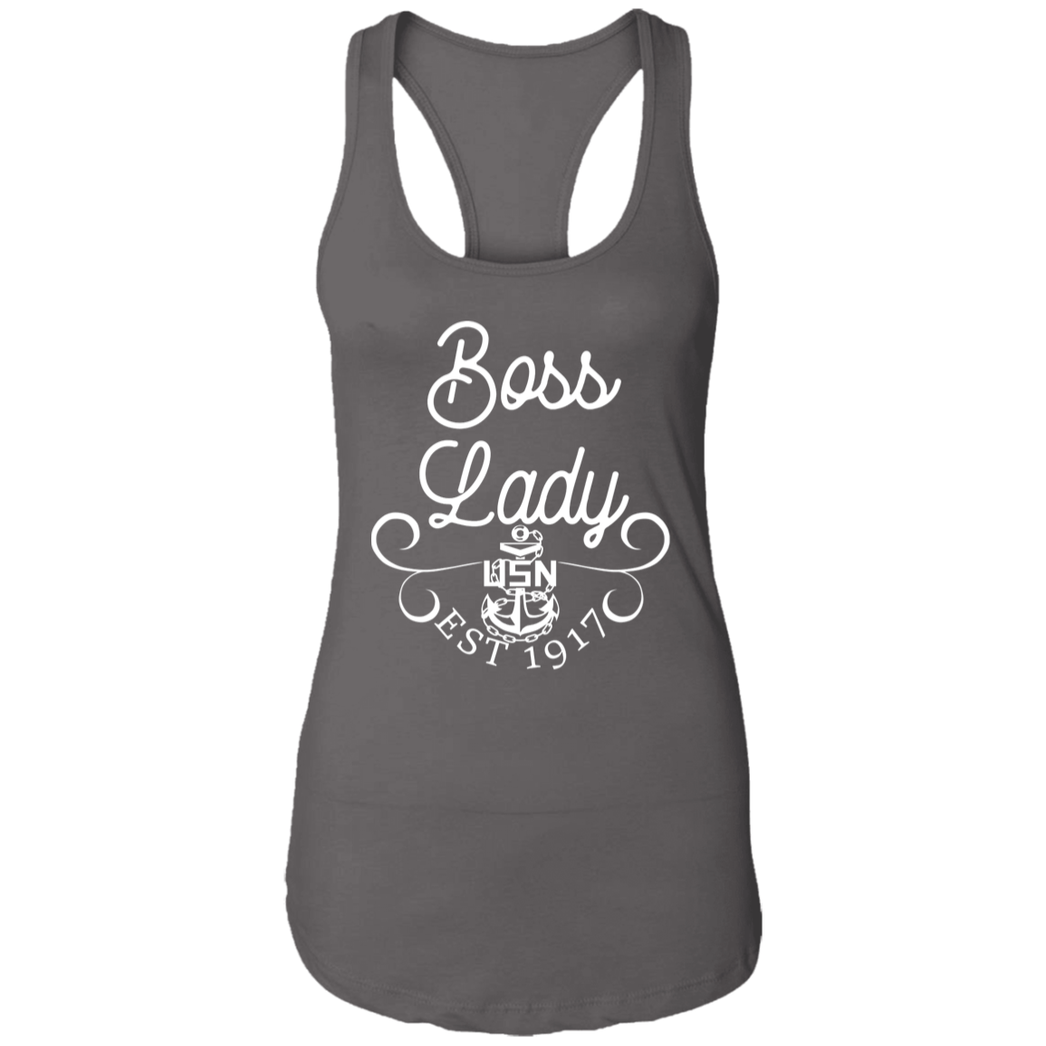 Boss Lady White Design Ladies Racerback Tank