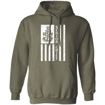 Senior Chief Flag White Pullover Hoodie