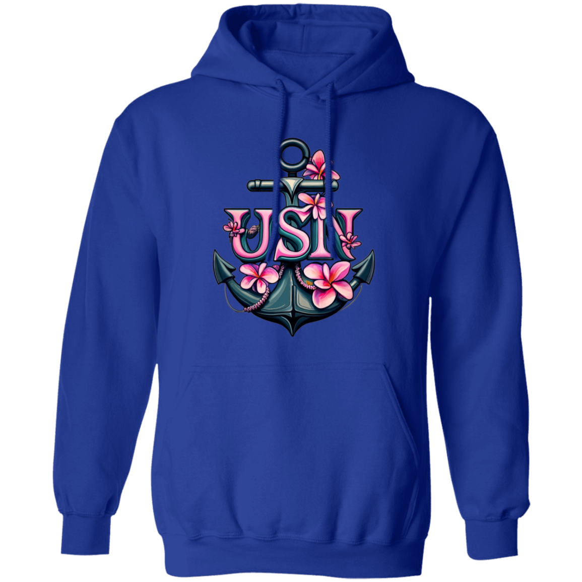 Pink Flower Anchor Pullover Hoodie