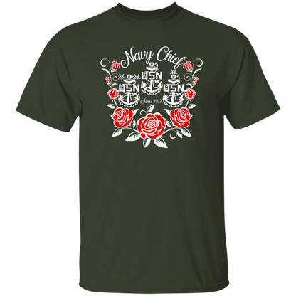 Navy Chief Rose White 5.3 oz. T-Shirt