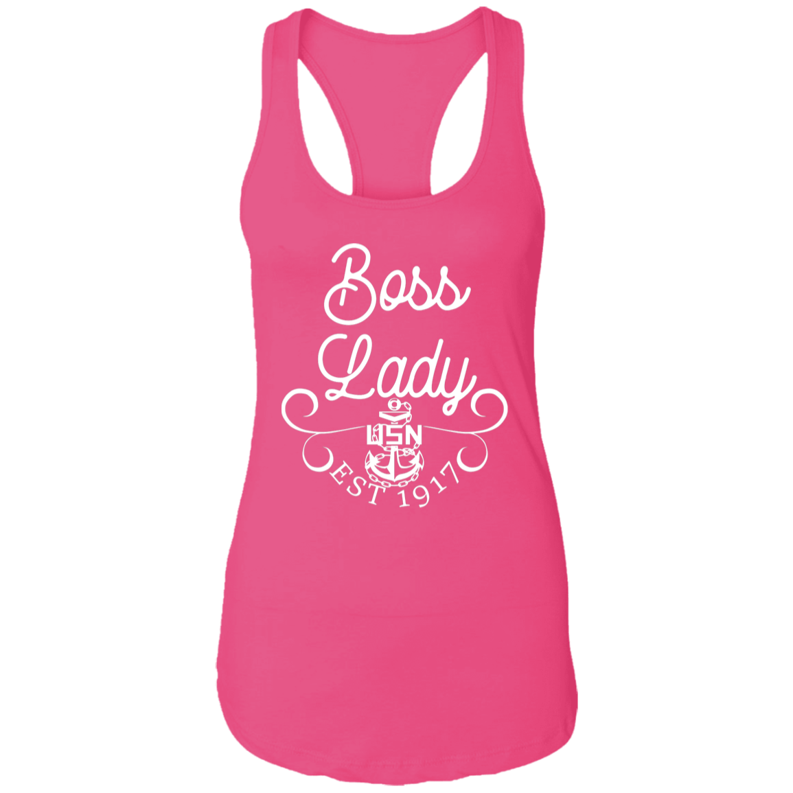 Boss Lady White Design Ladies Racerback Tank