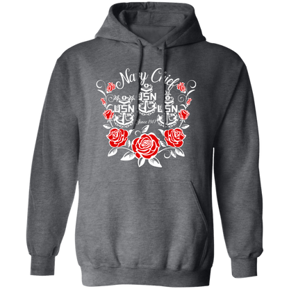 Navy Chief Rose White Pullover Hoodie