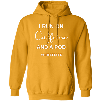 I Run On Caffeine White Design Pullover Hoodie