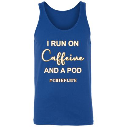 I Run On Caffeine White Design  Unisex Tank