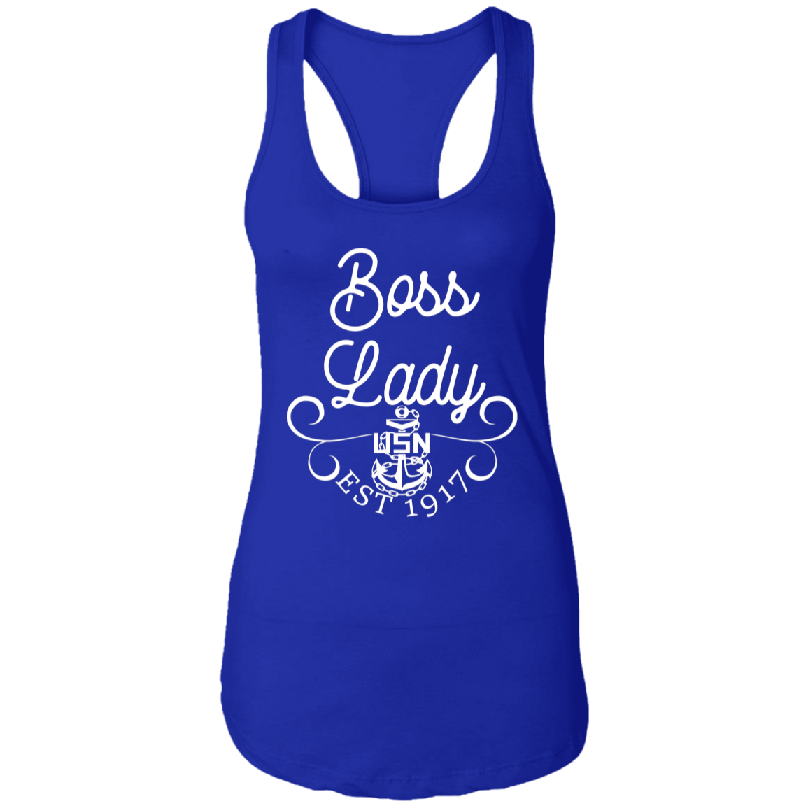 Boss Lady White Design Ladies Racerback Tank