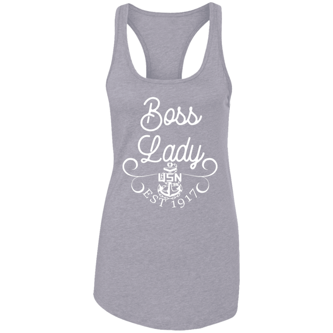 Boss Lady White Design Ladies Racerback Tank