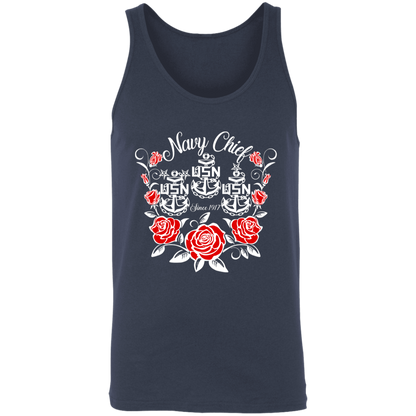 Navy Chief Rose White Unisex Tank