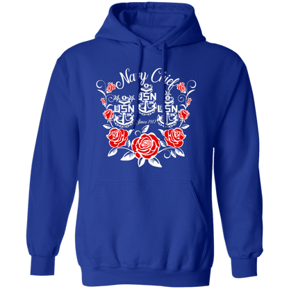 Navy Chief Rose White Pullover Hoodie