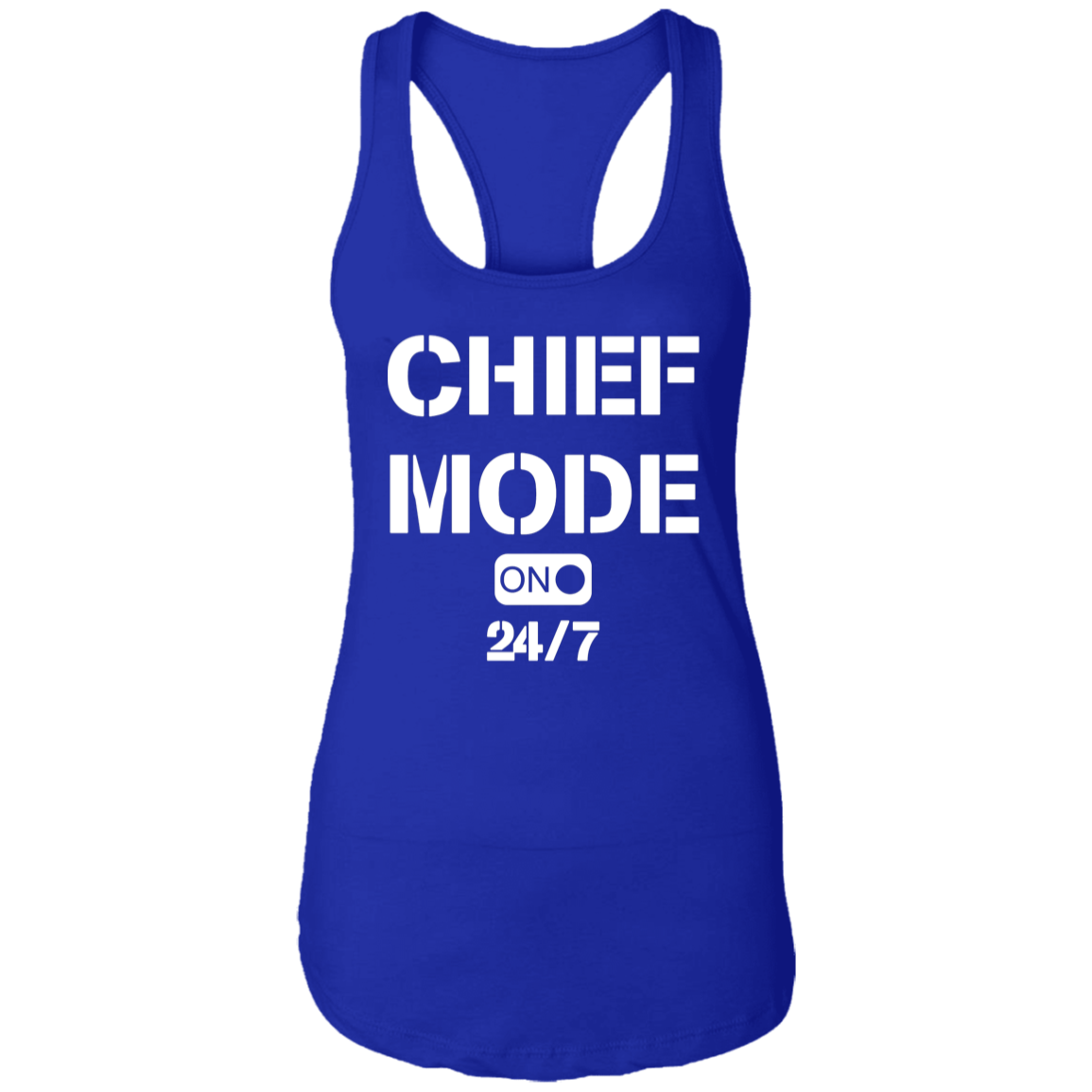 Chief Mode White Ladies Racerback Tank