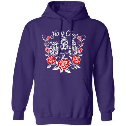 Navy Chief Rose White Pullover Hoodie