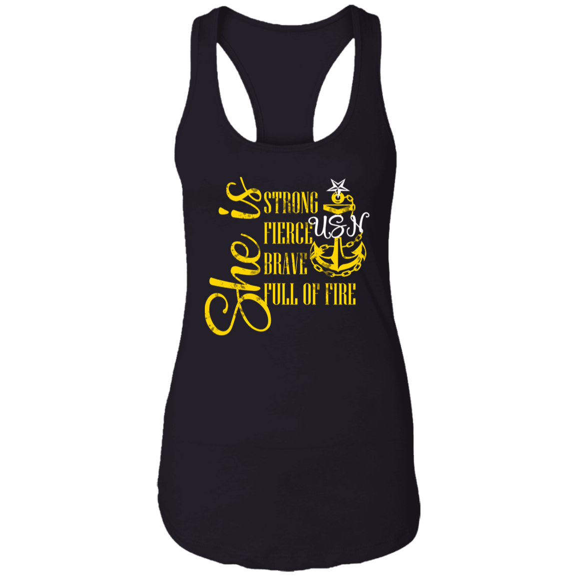 She is Senior Ladies Racerback Tank