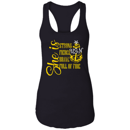 She is Senior Ladies Racerback Tank