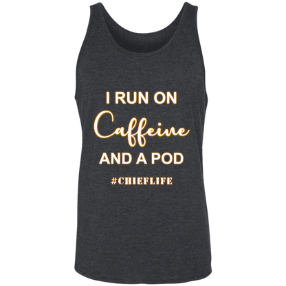 I Run On Caffeine White Design  Unisex Tank