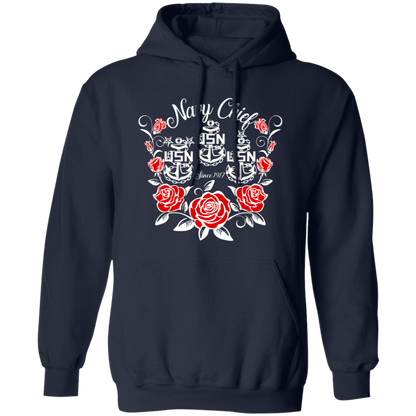 Navy Chief Rose White Pullover Hoodie