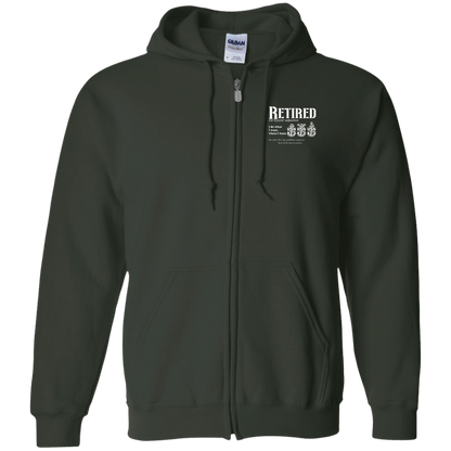 Retired Definition White Zip Up Hooded Sweatshirt