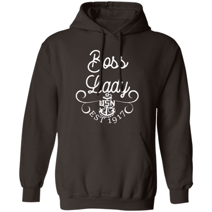Boss Lady White Design Pullover Hoodie