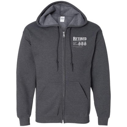 Retired Definition White Zip Up Hooded Sweatshirt