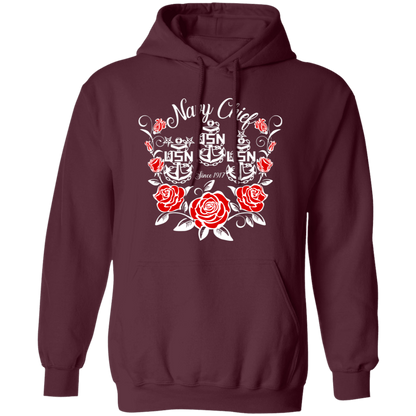 Navy Chief Rose White Pullover Hoodie