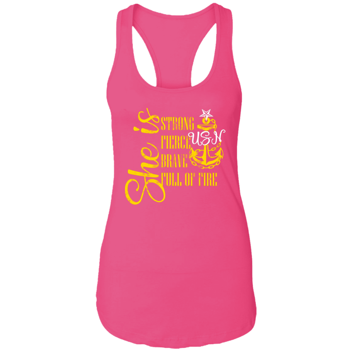 She is Senior Ladies Racerback Tank