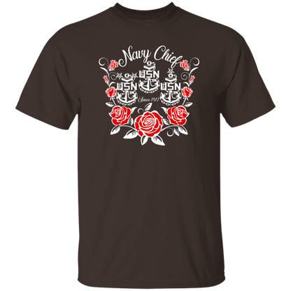Navy Chief Rose White 5.3 oz. T-Shirt