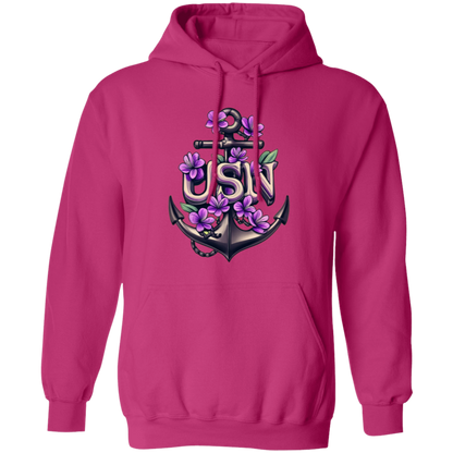 Purple Flower Anchor Pullover Hoodie