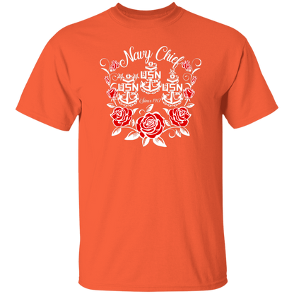 Navy Chief Rose White 5.3 oz. T-Shirt