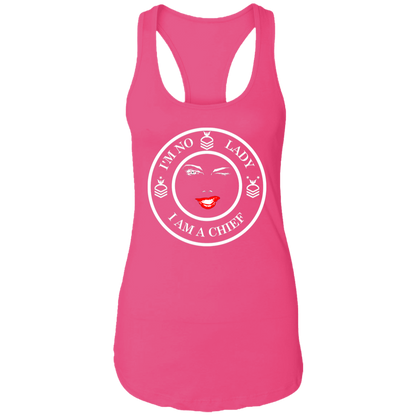 I'm No Lady (White Design) Ladies Racerback Tank