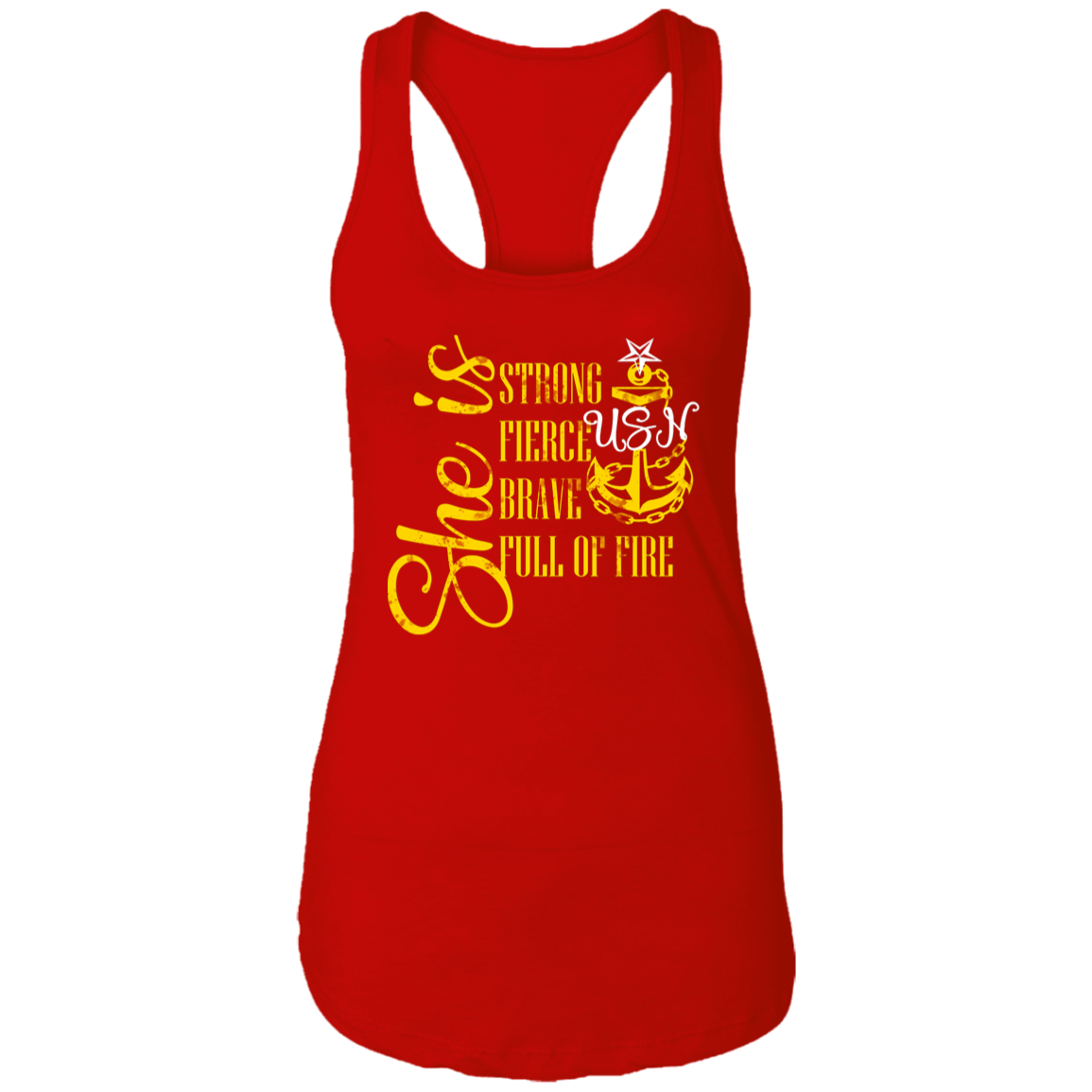 She is Senior Ladies Racerback Tank