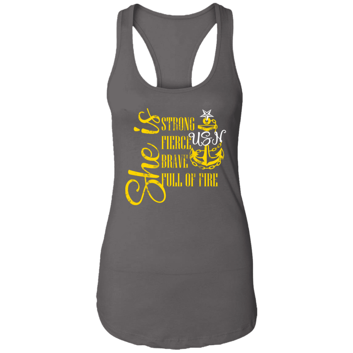 She is Senior Ladies Racerback Tank