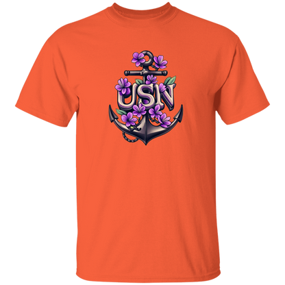 Purple Flower Anchor 5.3 oz. T-Shirt