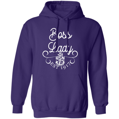 Boss Lady White Design Pullover Hoodie