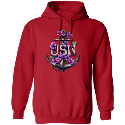 Purple Flower Anchor Pullover Hoodie