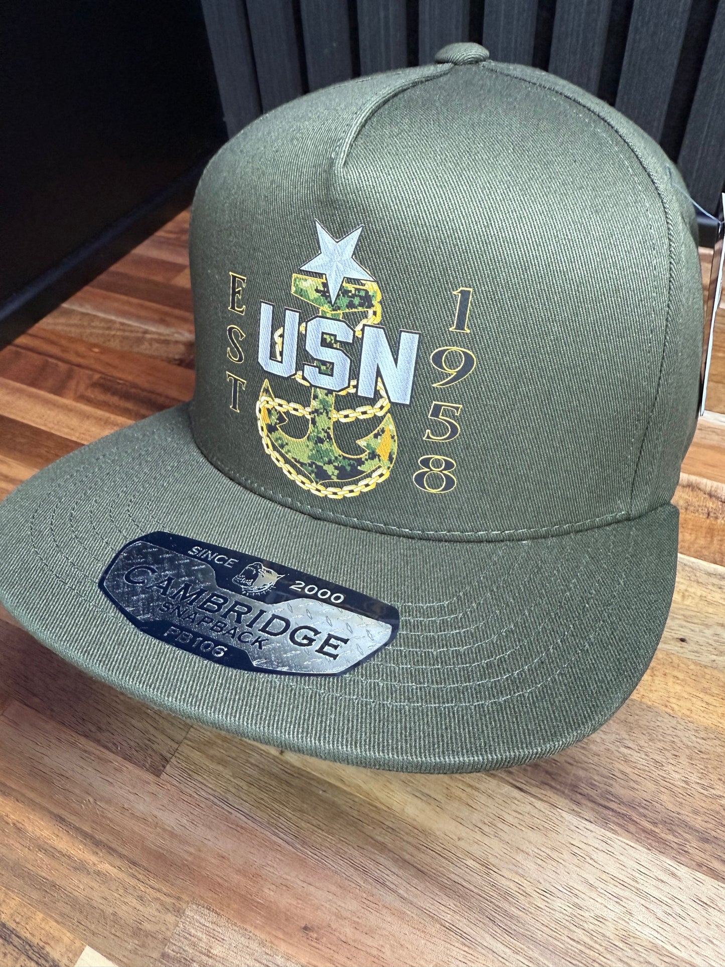 Camo Anchor Snapback Hat