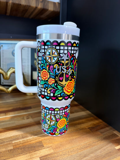 Papel Picado Jefa 40 oz Tumbler