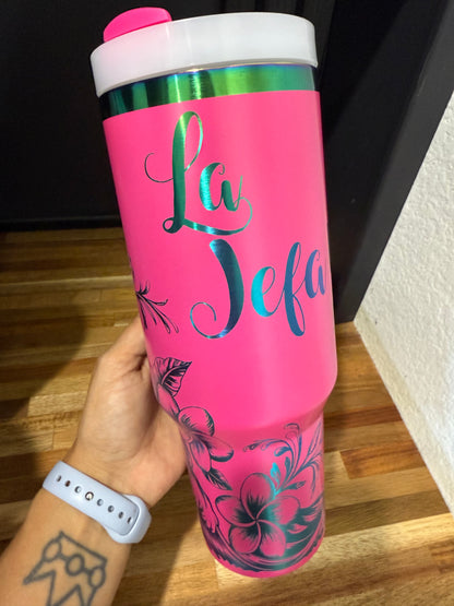 La Jefa Plumeria 40 oz Tumbler