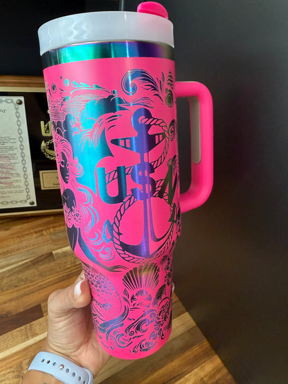 Mermaid of the Deep 40 oz Rainbow Plated Tumbler