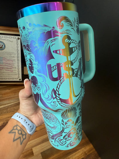 Mermaid of the Deep 40 oz Rainbow Plated Tumbler