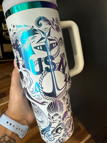Mermaid of the Deep 40 oz Rainbow Plated Tumbler