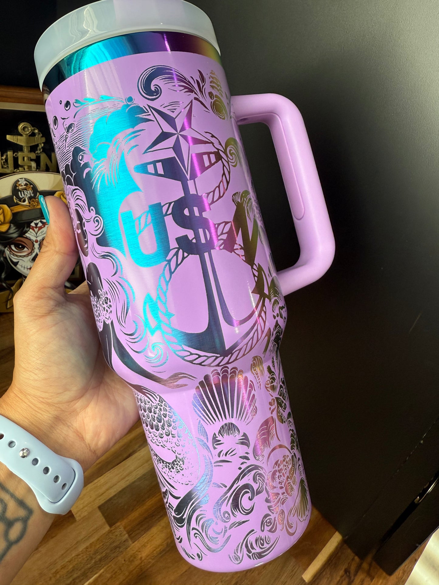 Mermaid of the Deep 40 oz Rainbow Plated Tumbler