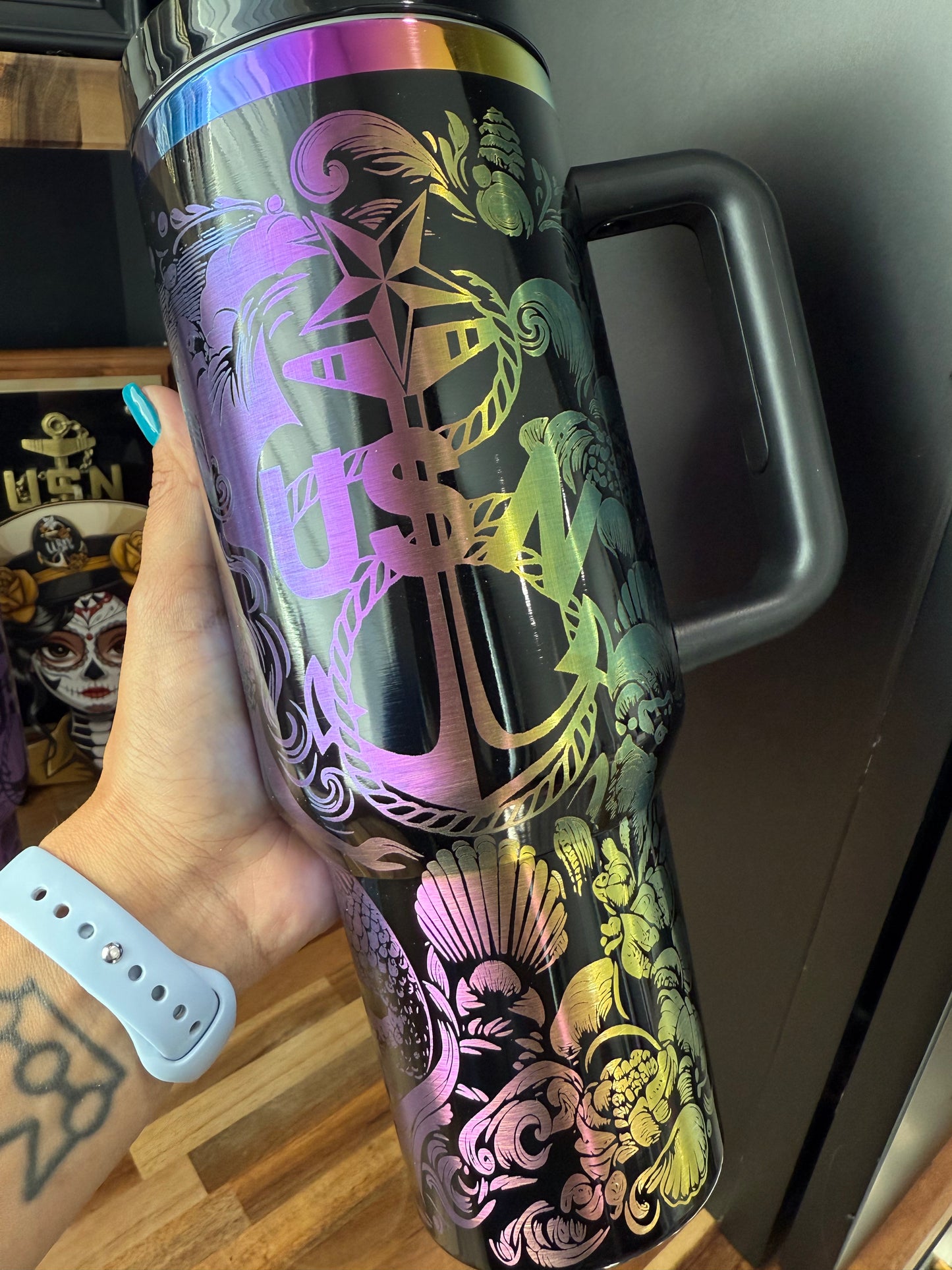 Mermaid of the Deep 40 oz Rainbow Plated Tumbler