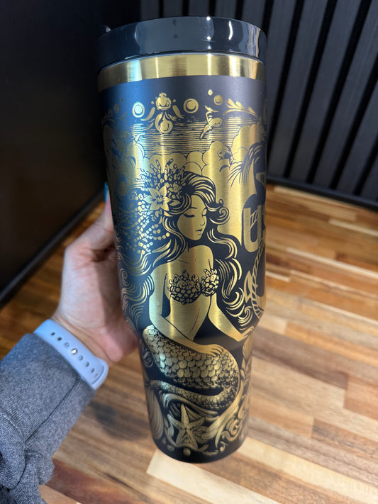 Mermaid of the Deep 40 oz Tumbler Gold Plating