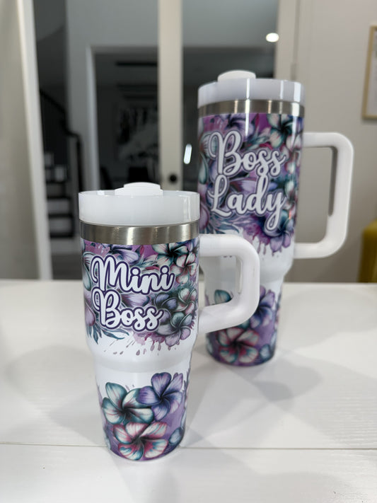 Mommy and Me Plumerias 40 oz and 14oz Tumbler