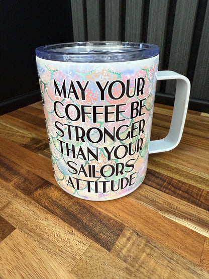 Strong Mermaid Coffee 12 oz Travel Mug
